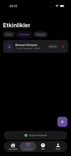 iOS Etkinlikler ekranı